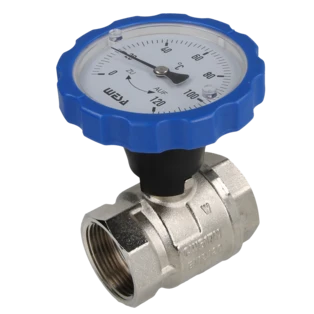 ISO-Therm-Kugelhahn blau 1 1/4" IG Thermometergriff