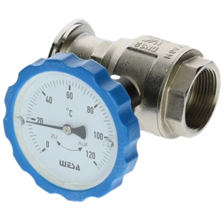 Pump ball valve 1 1/4" with thermometer handle