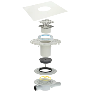D&uuml;nnbett-Ablauf-Set DS 10 waagerecht