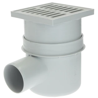 Kellerablauf 150 x 150 mm waagerecht DN110 Edelstahlrost