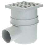 Cellar drain 150 x 150 mm horizontal DN110 stainless steel grate