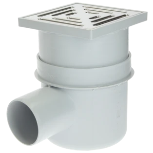 Cellar drain 150 x 150 mm horizontal DN75 stainless steel grate