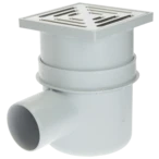 Cellar drain 150 x 150 mm horizontal DN75 stainless steel grate