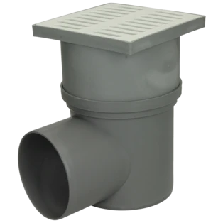 Cellar drain 150 x 150 mm horizontal DN110 plastic grate