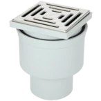 Cellar drain 150 x 150 mm vertical DN110 stainless steel grate