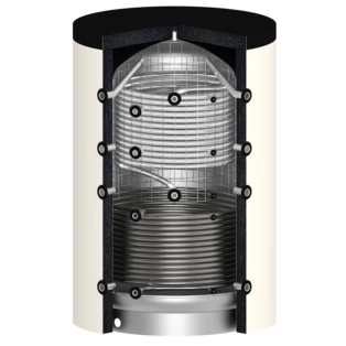 Frischwasserspeicher 2250 Liter mit 1 Glattrohrw&auml;rmetauscher