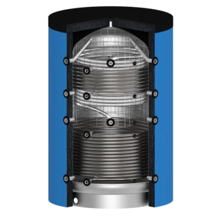 Accumulatore acqua fresca 2250 litri con 2 scambiatori di calore a tubo liscio