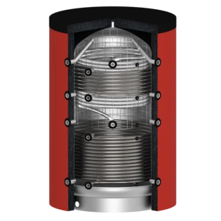 Accumulatore acqua fresca 2250 litri con 2 scambiatori di calore a tubo liscio