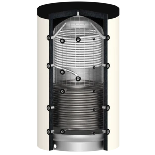 Ballon d'eau fra&icirc;che instantan&eacute;e 2600 l 1 &eacute;changeur &agrave; tube lisse blanc