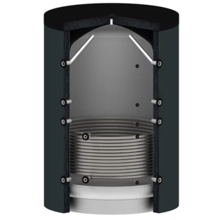 Accumulo inerziale da 3000 litri con scambiatore di calore a 1 tubo liscio