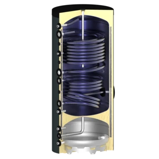 Bollitore dell'acqua calda con tampone e 1 scambiatore di calore aggiuntivo