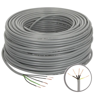 C&acirc;ble de commande PVC 5 x 0,75 mm&sup2; avec conducteur de protection