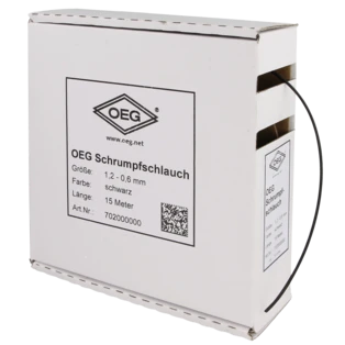 Schrumpfschlauch schwarz 15 m aus Polyolefin 1,2 - 0,6 mm