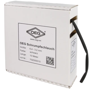 Schrumpfschlauch schwarz 10 m aus Polyolefin 6,4 - 3,2 mm