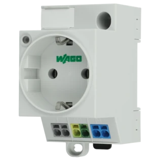 Control cabinet outlet for DIN-rail and screw mounting