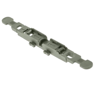 Snap-in mounting carrier for DIN-rails with strain relief for 1 connector