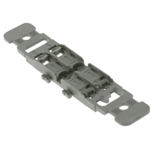 Snap-in mounting carrier for DIN-rails with strain relief for 2 connectors