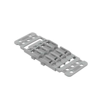 Snap-in mounting carrier for DIN-rails with strain relief for 4 connectors