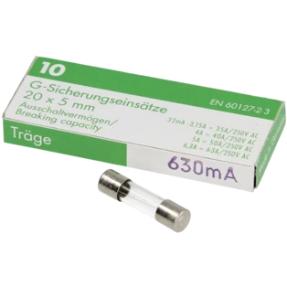 Fine-wire fuse slow 630mA 250V