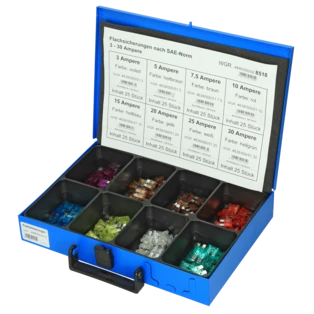 Zekeringen 8-voudig gesorteerd i.e. metalen koffer