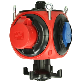 Hangende verdeler met 2 CEE-contactdozen en 2 UTE-contactdozen met aardingscontact