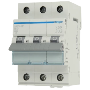 Miniature circuit breaker 3-pole 10A B-characteristic