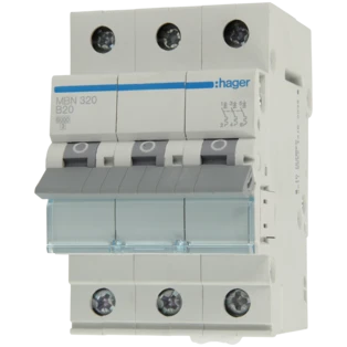 Miniature circuit breaker 3-pole 20A B-characteristic