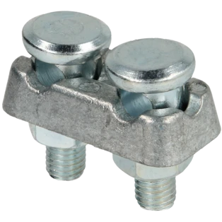 Borne de connexion pour piquet de terre profil&eacute; 2x raccords pour 8-10 mm&sup2;