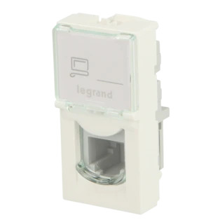 Telephone socket Mosaic single module RJ11 4-pole plug face, white