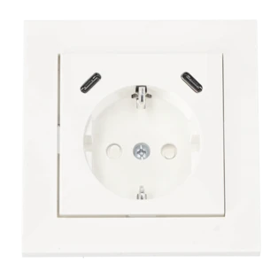 Geaarde stopcontact met dubbele USB-C-aansluiting