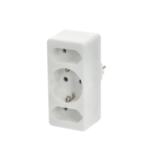 3gang adapter plug for 2 Euro plugs and 1 safety plug