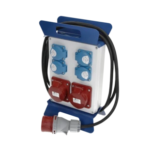 Distributeur de courant avec 4 prises de contact de protection et 2 prises CEE