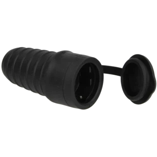 Safety connector with protective earth contact with lid rubber insert