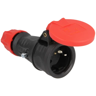 Top Taurus safety connector with protective earth with hinged lid rubber insert