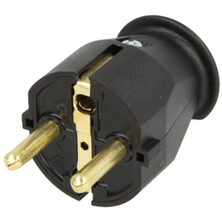Plug with earthing contact black