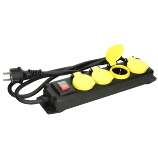 Damp-room socket strip 4-gang with switch