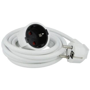 Extension cable with earthing contact 3 m shuttered white