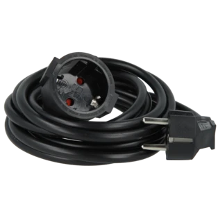 Extension cable with earthing contact 3 m shuttered black
