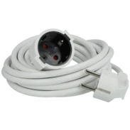 Extension cable with earthing contact 5 m shuttered white