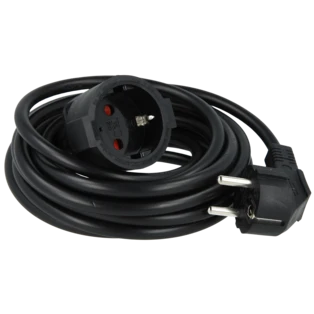 The extension cable with earthing contact 5 m shuttered black
