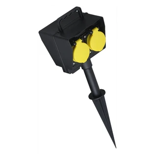 Tuinstopcontact 2-voudig met klapdeksel, grondpin en toevoerleiding