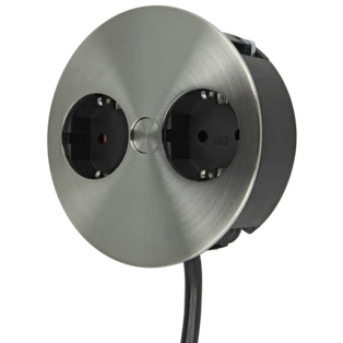 Power strip TWIST 2 x shockproof socket stainless steel finish