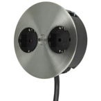 Power strip TWIST 2 x shockproof socket stainless steel finish