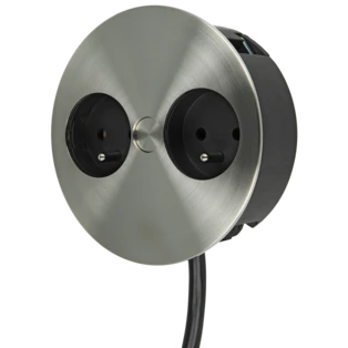 Steckdoseneinheit TWIST 2 x UTE-Steckdosen Edelstahl-Look