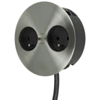 Power strip TWIST 2 x UTE socket stainless steel look