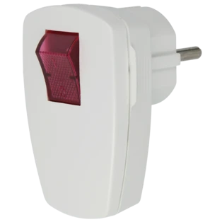 Veiligheidscontact haakse stekker met schakelaar, verlicht, wit