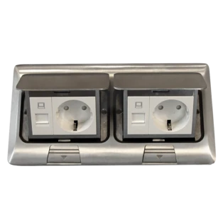 Socket outlet aluminium cast 2 shockproof sockets