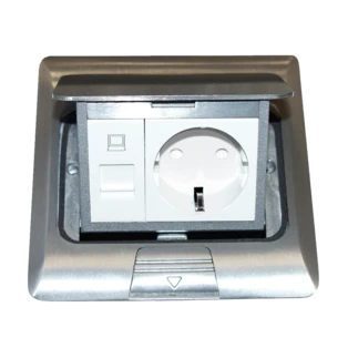 Prise encastrable en fonte alu 1 prise de s&eacute;curit&eacute;