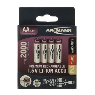 Rechargeable Li-ion battery Mignon AA with USB-C port