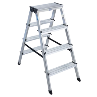 Aluminium double-sided step ladder 2 x 4 steps